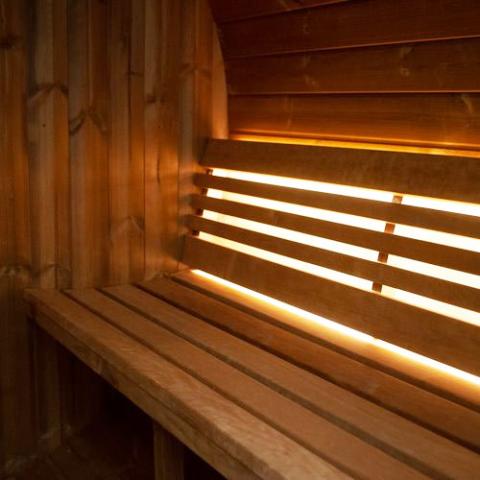 SaunaLife LED Lighted Sauna Barrel Bench